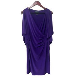 Lauren Ralph Lauren Royal Purple Faux Wrap Business Knee Length Dress Size 10